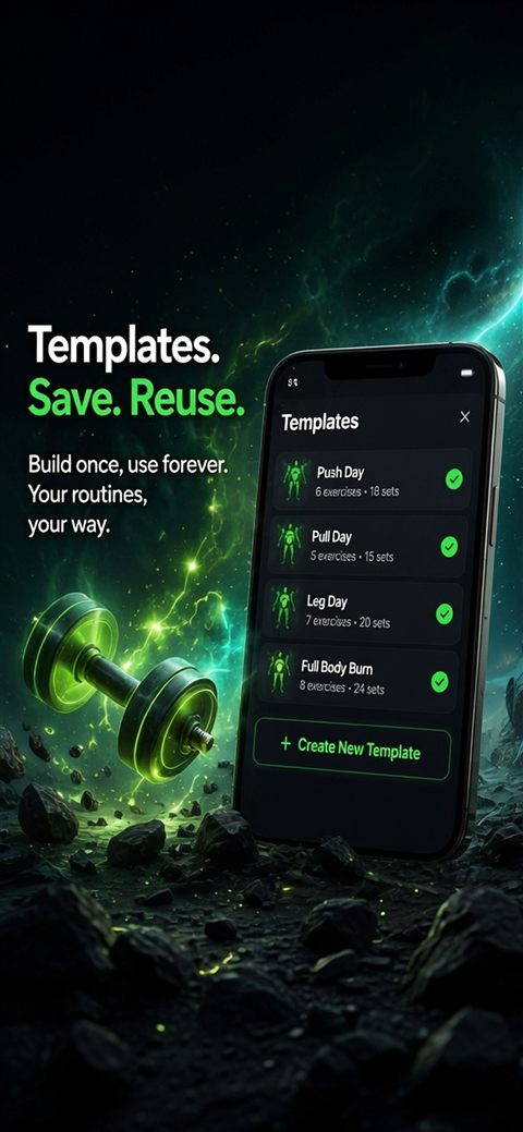 Concept art for a workout templates screen